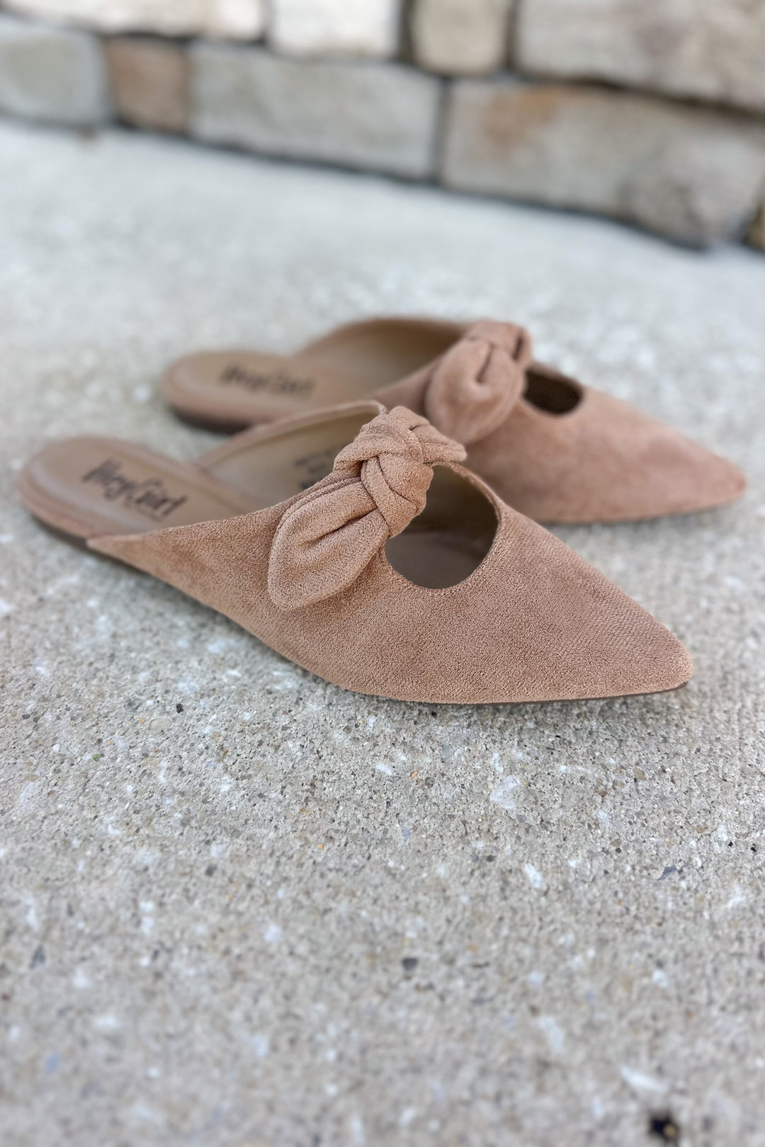 Corkys: Knotty But Nice Slide -  Camel Faux Suede