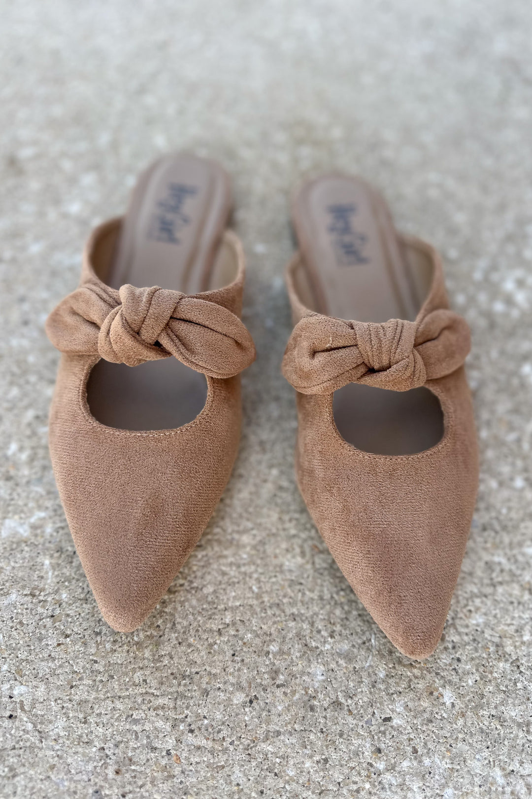Corkys: Knotty But Nice Slide -  Camel Faux Suede