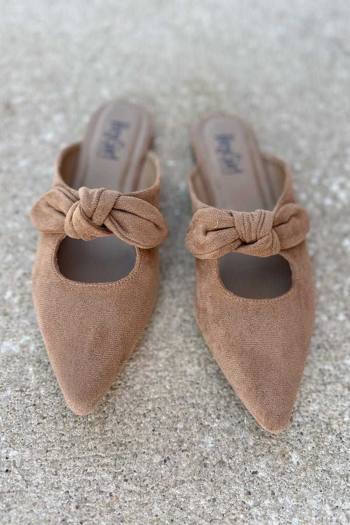 Corkys: Knotty But Nice Slide -  Camel Faux Suede