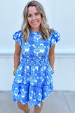 Blue + White Just Right Smocked Waist Dress