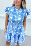 Blue + White Just Right Smocked Waist Dress