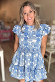 Blue + White Just Right Smocked Waist Dress