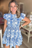 Blue + White Just Right Smocked Waist Dress