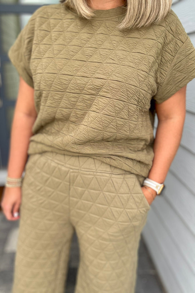Quilted Travel Top - Olive