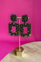 Square Up Leopard Beaded Earring