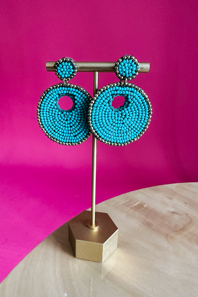 Teal You Round Beaded Earring