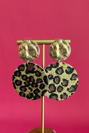 Gold Sparkle Leopard Earring