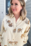 Leopard Is King Button Down Blouse - Natural