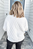 THML: Textured Half Zip Sweater - White