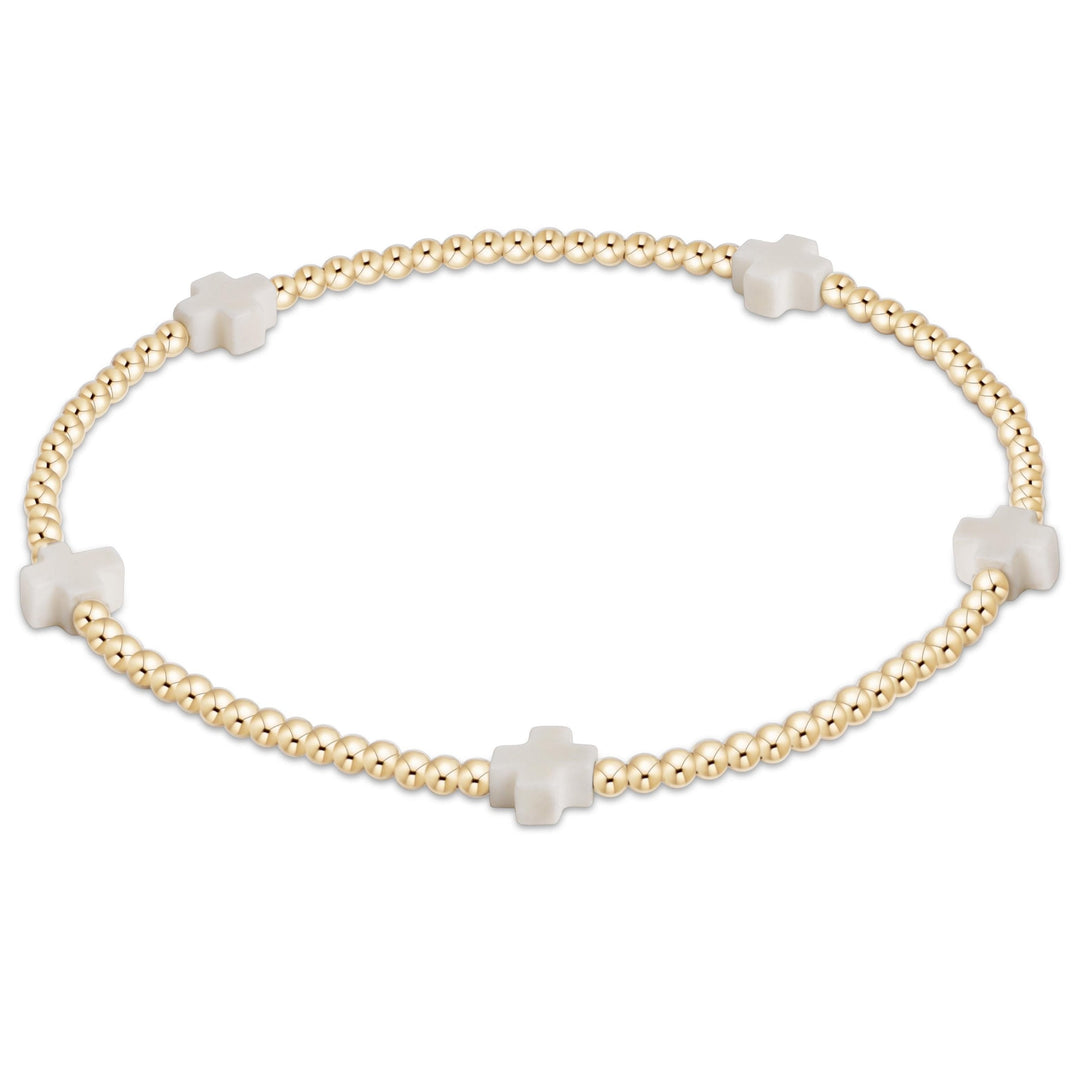 enewton: Signature Cross Small 2mm Gold Bracelet - Off-White