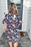 THML: Navy Floral Puff Sleeve Dress
