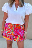 Karlie: Abstract Tropical Palm Scallop Short