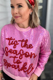 Queen Of Sparkles: Pink Full Sequin 'Tis the Season To Sparkle' Sweater