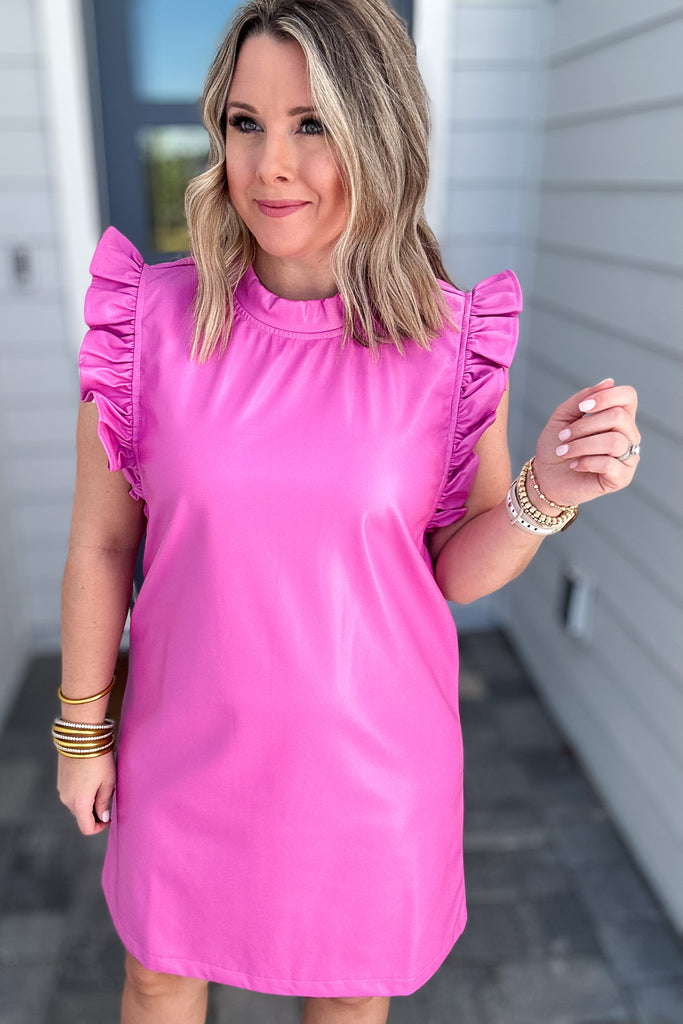 Sweet As Pie Faux Leather Dress - Pink