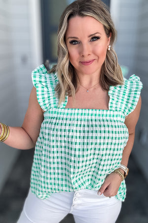 THML: Green Gingham Tank Top