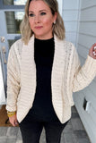 Cocoon Chunky Cable Knit Open Cardigan - Natural