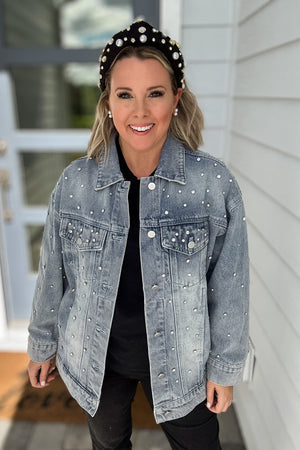 RHINESTONE EMBELLISHED DENIM JACKET