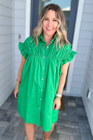 Molly Bracken: Ruched Dress - Green