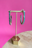 Large Teal Beaded Hoop