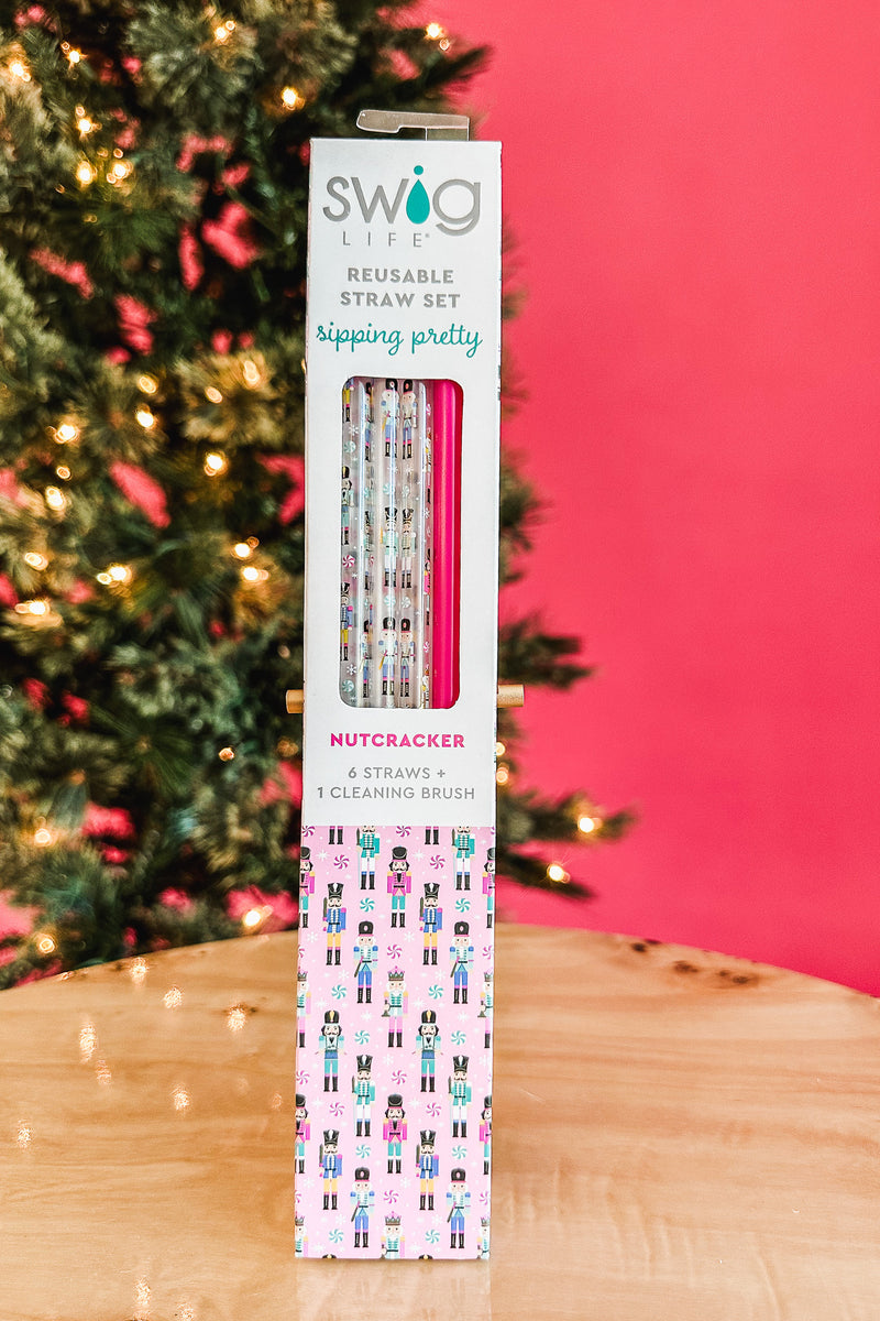 SWIG - Nutcracker + Hot Pink Reusable Straw Set