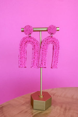 Turn Around Beaded Earrings - Pink