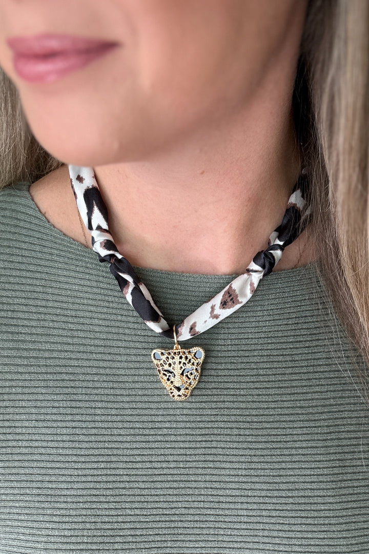 Jaguar Pendant Scarf Tie Necklace