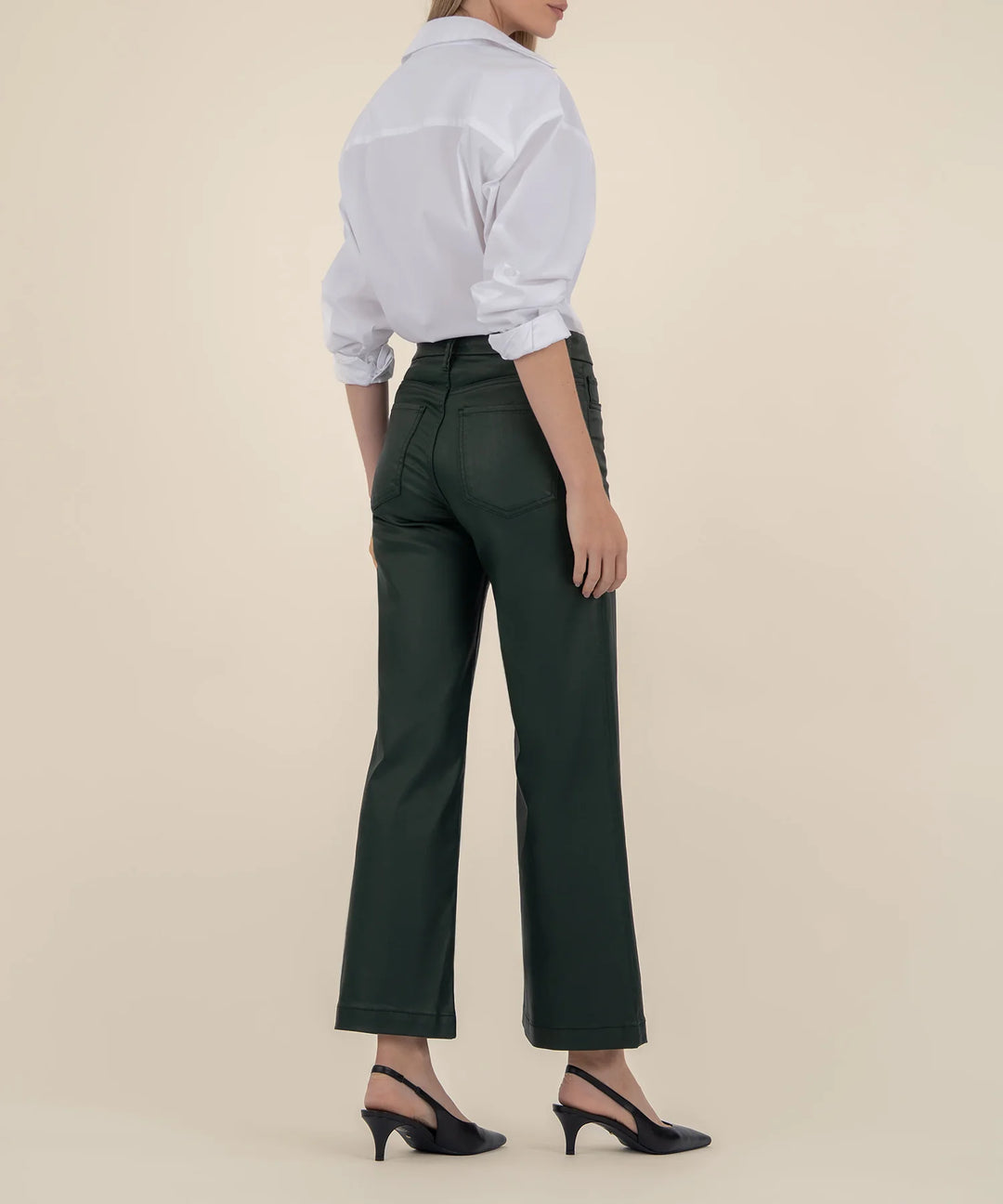 KUT: Meg Coated High Rise Wide Leg - Forest