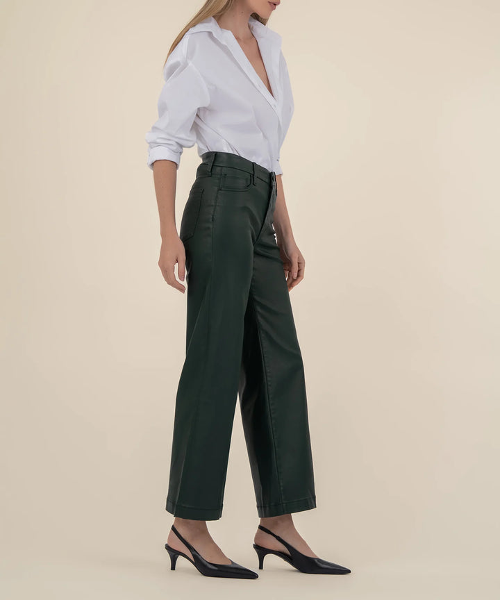 KUT: Meg Coated High Rise Wide Leg - Forest