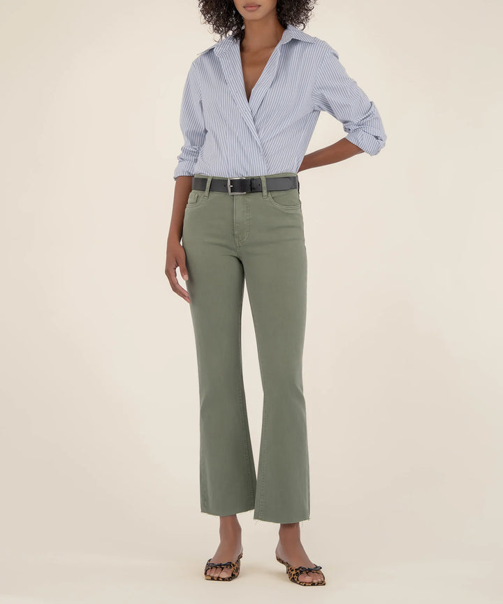 KUT: Kelsey High Rise Ankle Flare - Sage Green
