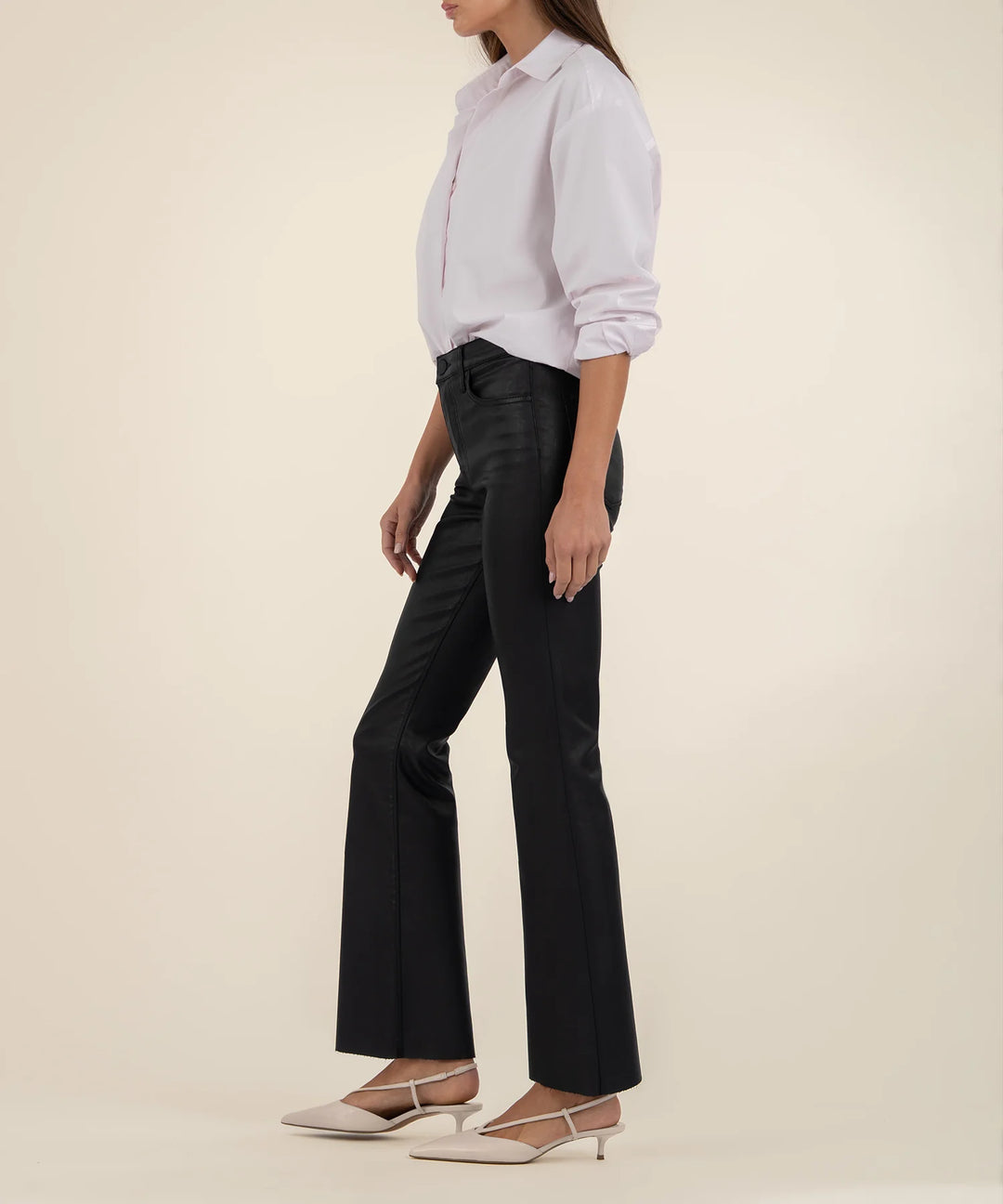KUT: Stella Coated High Rise Flare - Black