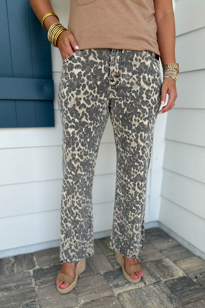 KUT: Kelsey High Rise Leopard Ankle Flare