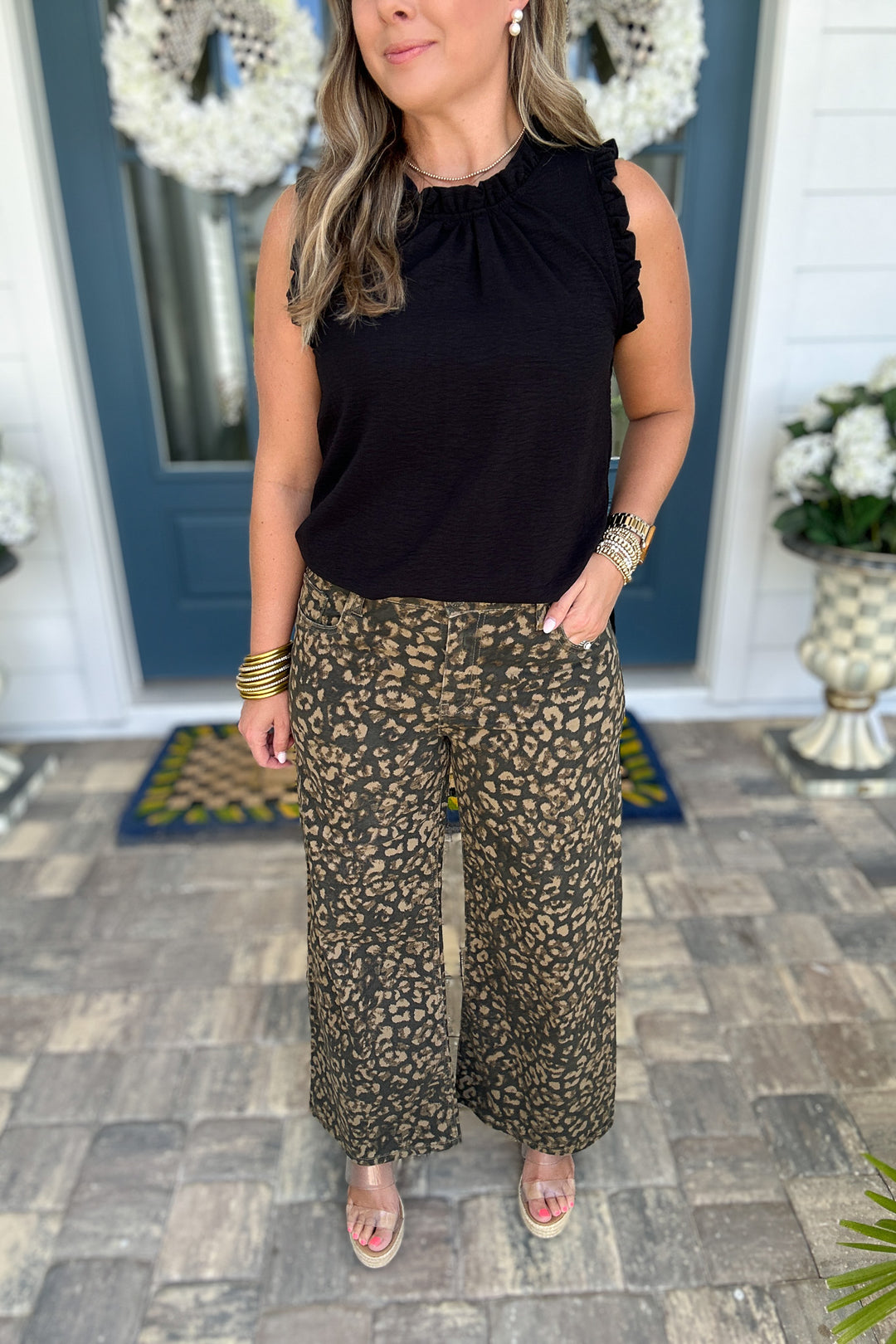 KUT: Meg High Rise Wide Leg - Leopard