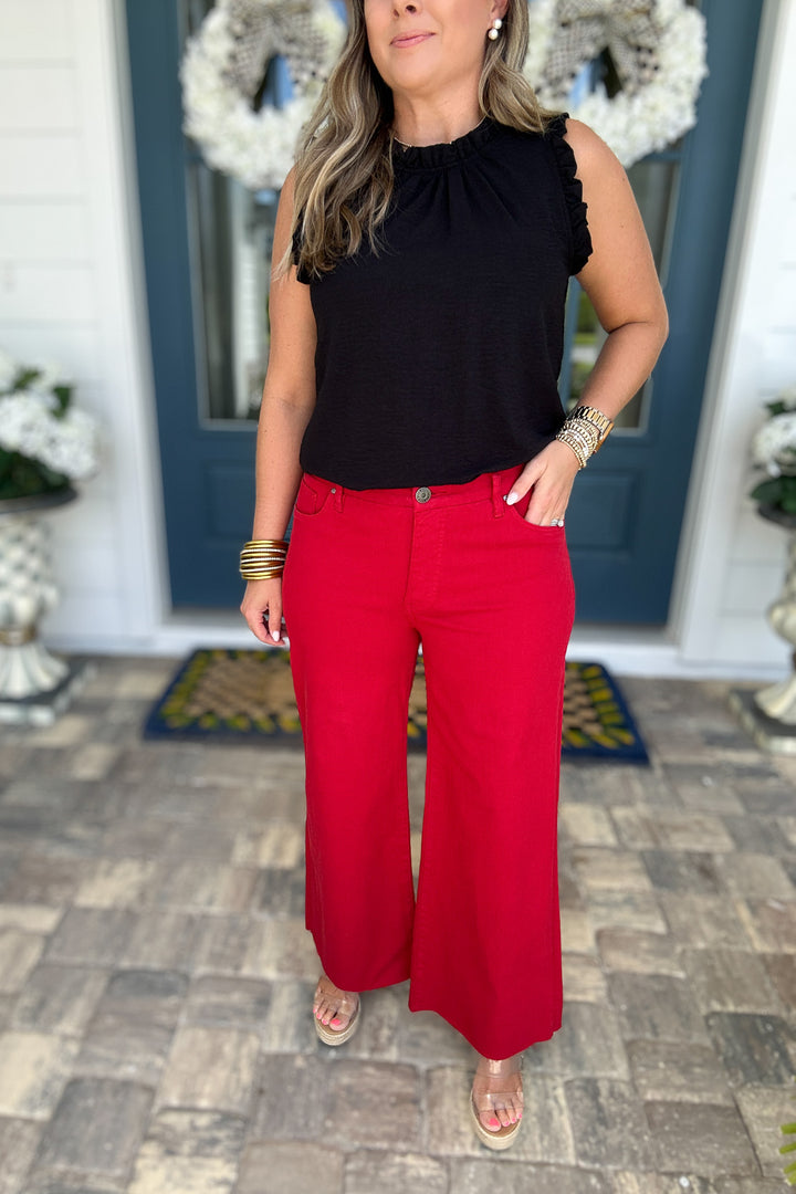 KUT: Meg High Rise Wide Leg - Ruby Red