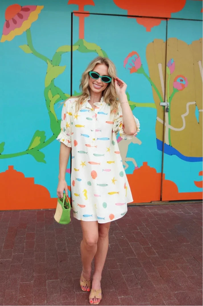 Karlie Multi Fish Pleat Back Dress
