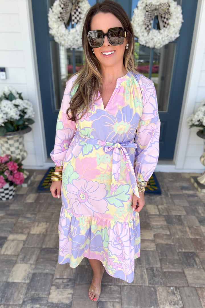 Karlie: Pretty In Pastel Ruffle Midi Dress