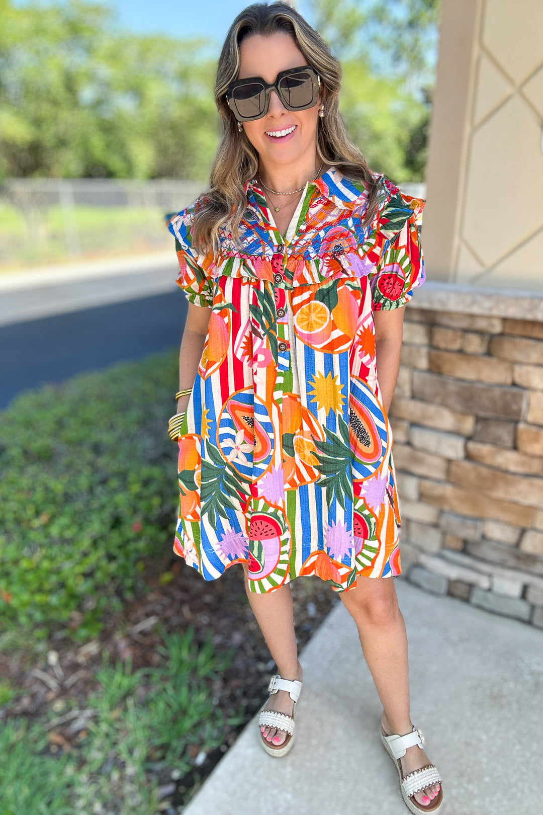 Karlie: Tropical Fruit Peter Pan Collar Dress