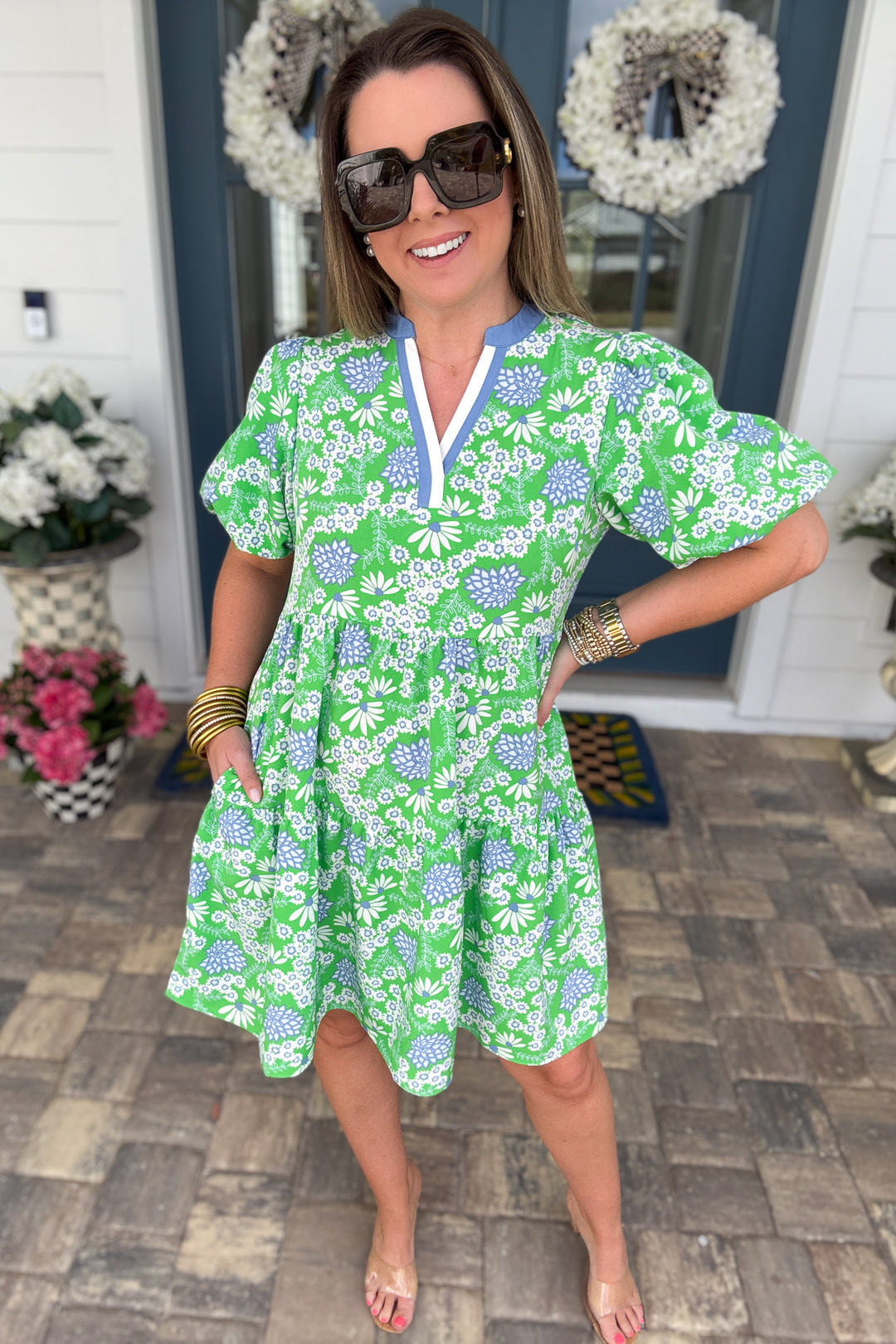 Kinsley Mini Dress - Daisy Chain Green