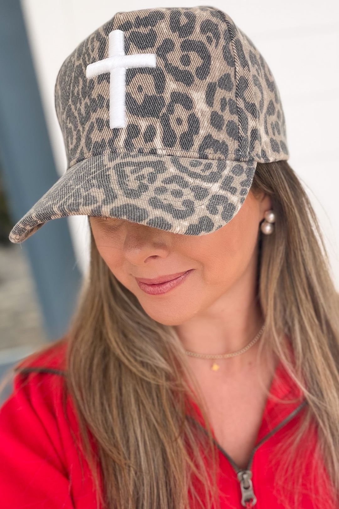 Leopard Cross Puff Embroidered Hat
