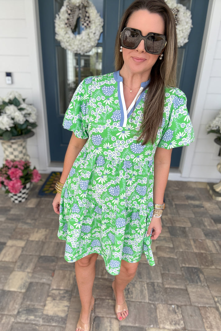 Kinsley Mini Dress - Daisy Chain Green