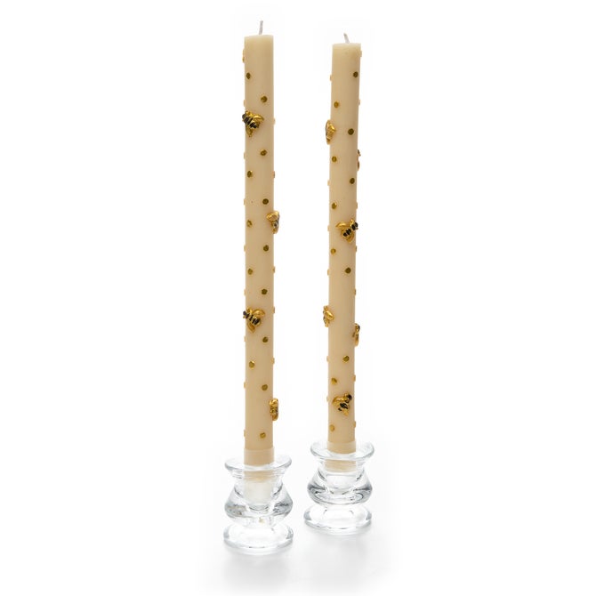 MacKenzie Childs: Bee Gold Dinner Candles, Set of 2