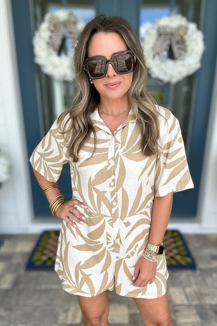Z Supply: Marcell Palm Button Up Romper