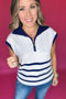 Mary Square: Celia Stripe Top - Navy + White