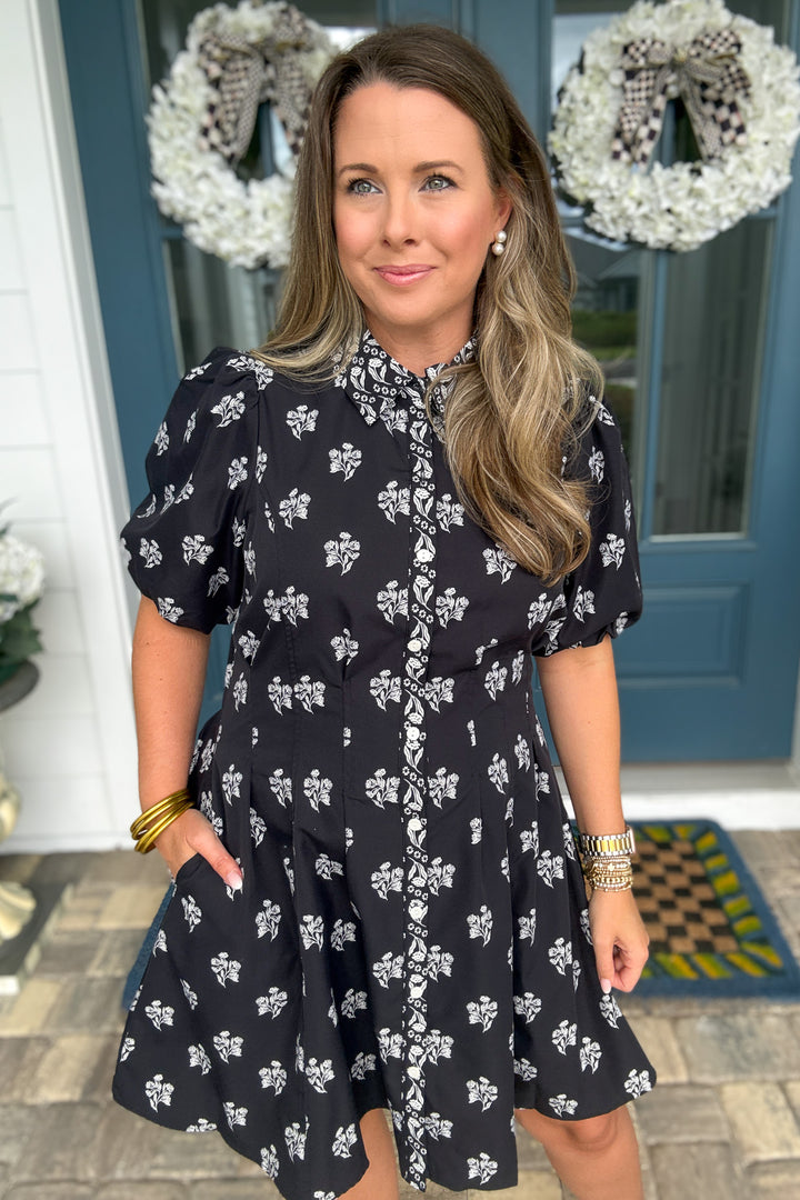 Mary Square: Rory Mini Dress - Moonlit Grace/Black