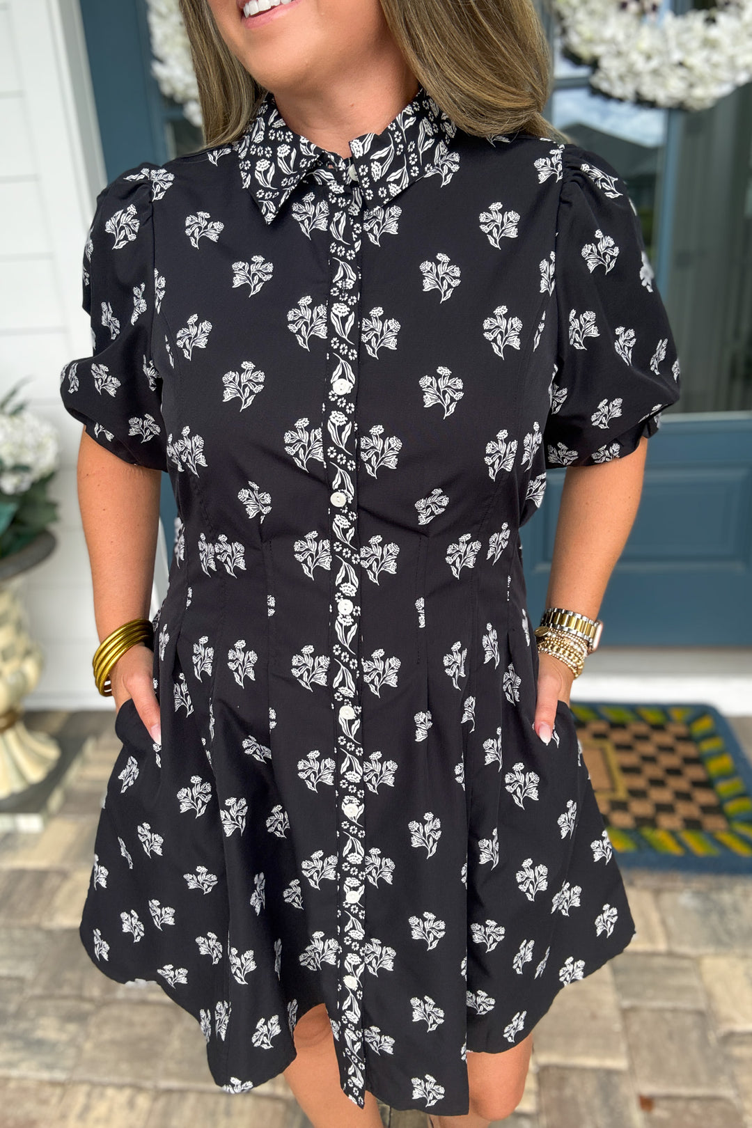 Mary Square: Rory Mini Dress - Moonlit Grace/Black