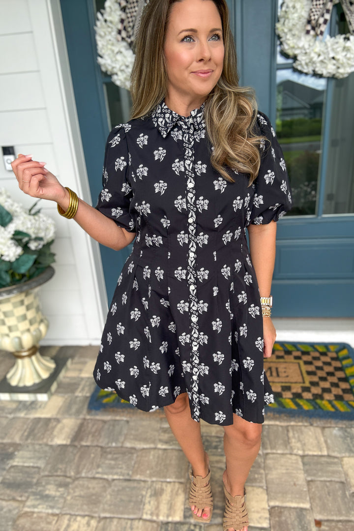 Mary Square: Rory Mini Dress - Moonlit Grace/Black