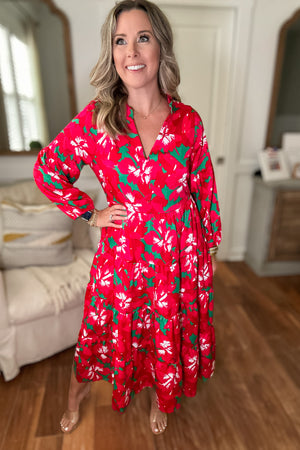 Michelle McDowell Pretty Poinsettia Maxi Dress