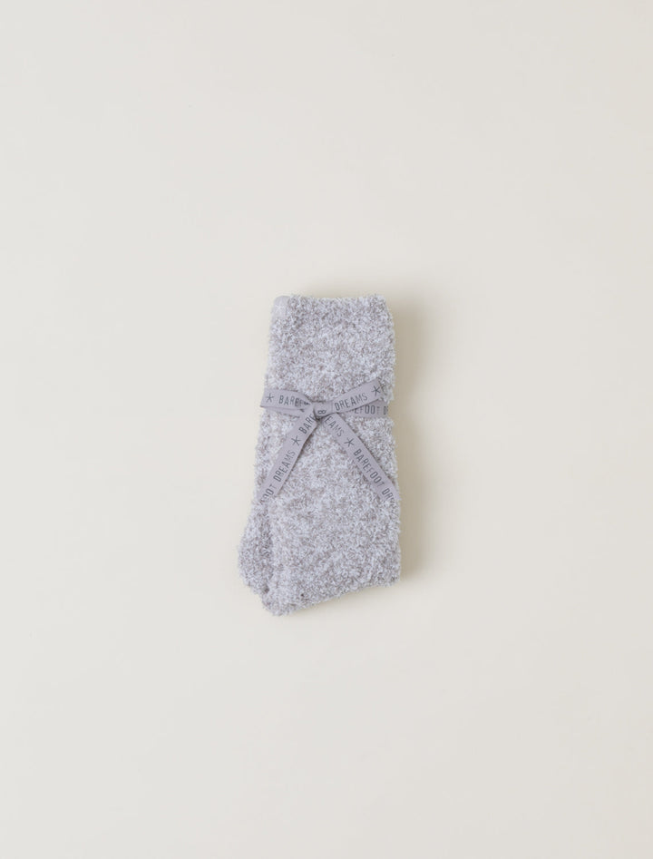 Barefoot Dreams: CozyChic® Heathered Socks - Oyster/White - S/M