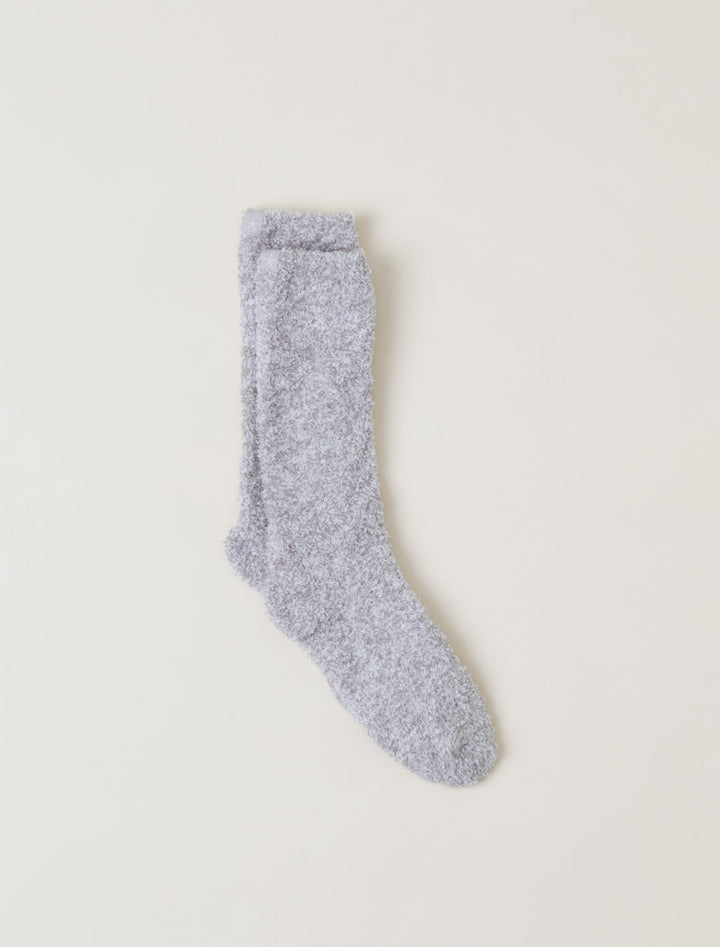 Barefoot Dreams: CozyChic® Heathered Socks - Oyster/White - S/M