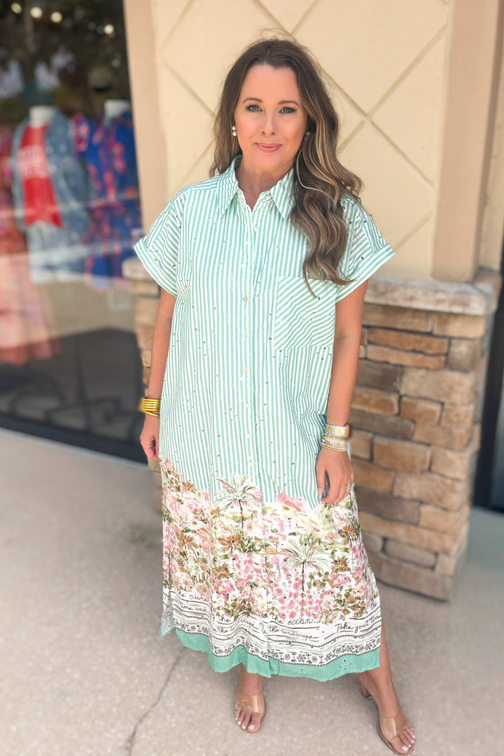 Off To Italy Midi Dress - Sage