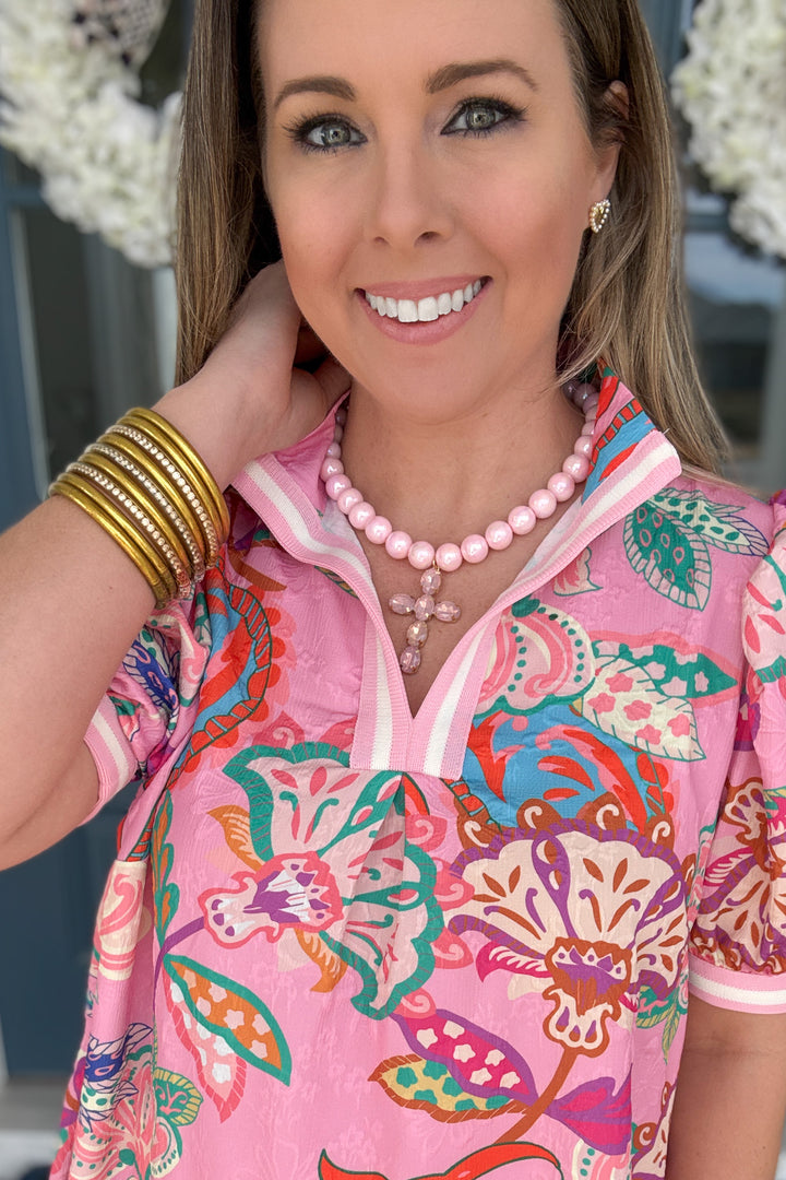 Pink Grace Cross Necklace